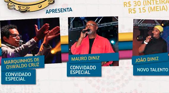 Mauro Diniz e outros bambas no dia 26